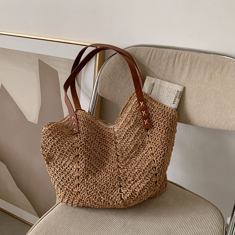 Oliver Dame Håndtaske Woven Beach - Khaki