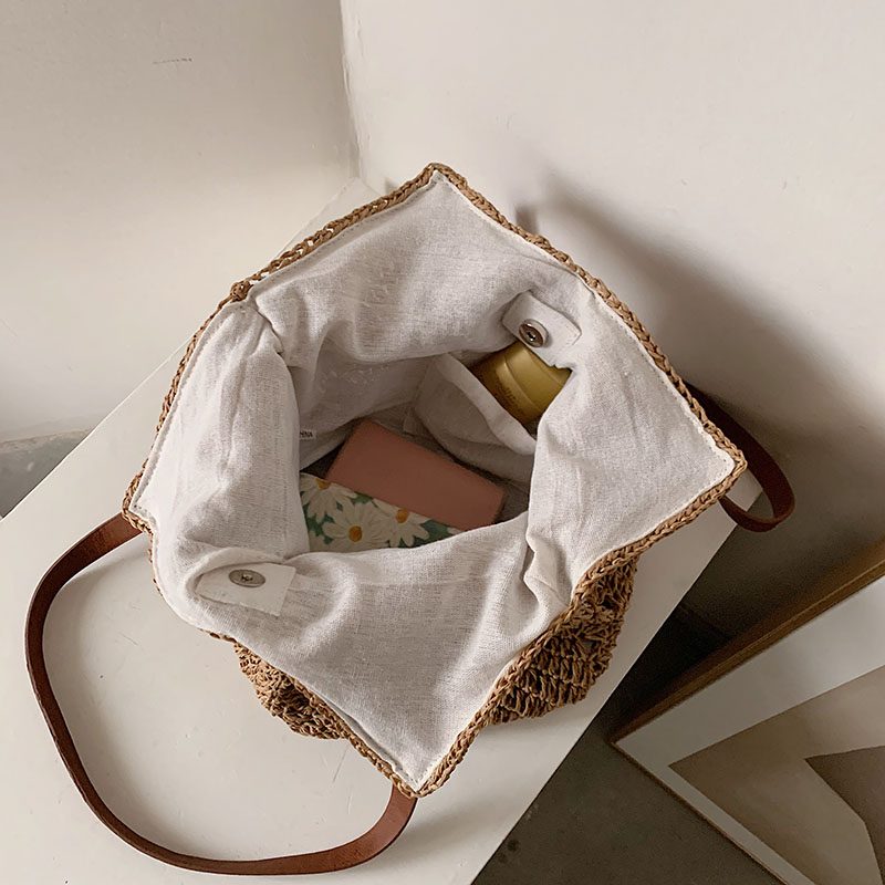 Oliver Dame Håndtaske Woven Beach - Khaki
