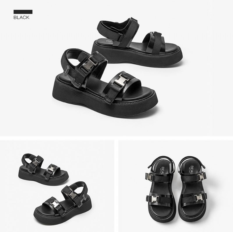 Pamela Sandal Med Åben Tå Til Kvinder - Sort
