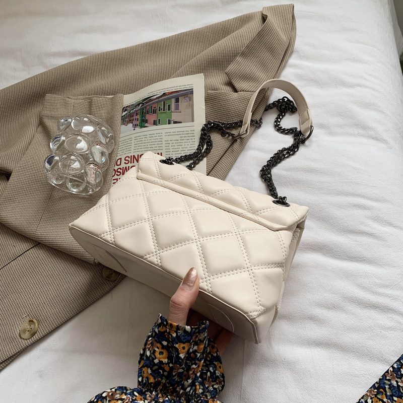 Panche Dame Luxury Trend Chain Håndtaske I Læder - Sort