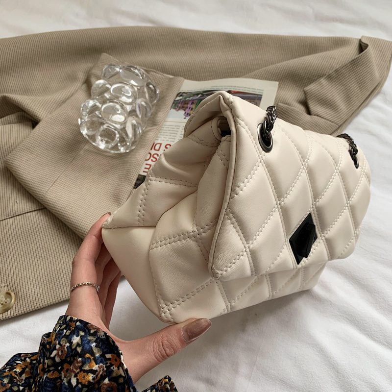 Panche Dame Luxury Trend Chain Håndtaske I Læder - Sort