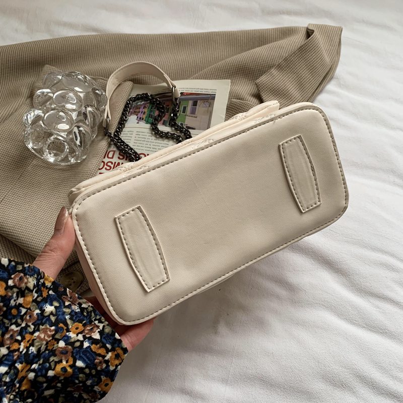 Panche Dame Luxury Trend Chain Håndtaske I Læder - Sort