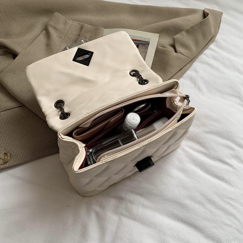 Panche Dame Luxury Trend Chain Håndtaske I Læder - Sort