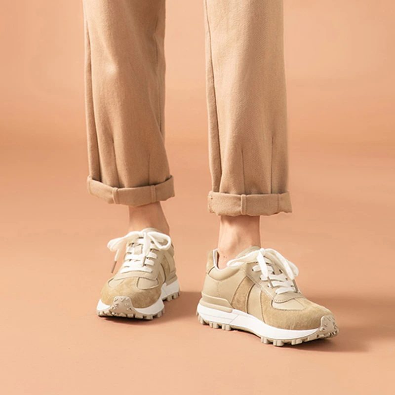 Panina Platform Sneaker I Flad Læder Til Kvinder - Brun