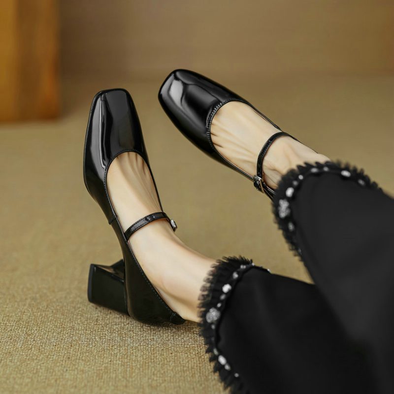 Paquita Kvinders Square Toe Pumps - Sort