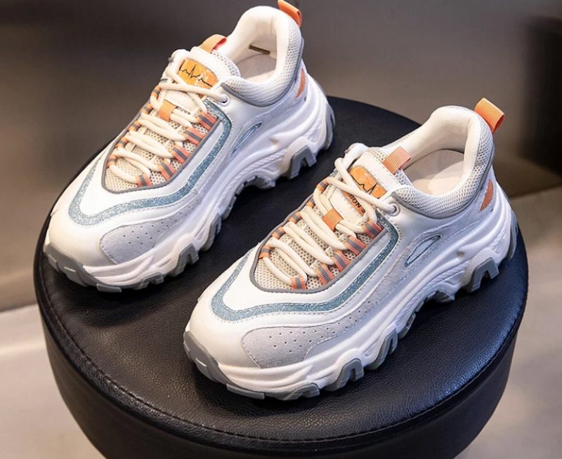 Pasquali Dame Sneakers Sko Ægte Læder Med Platform - Orange