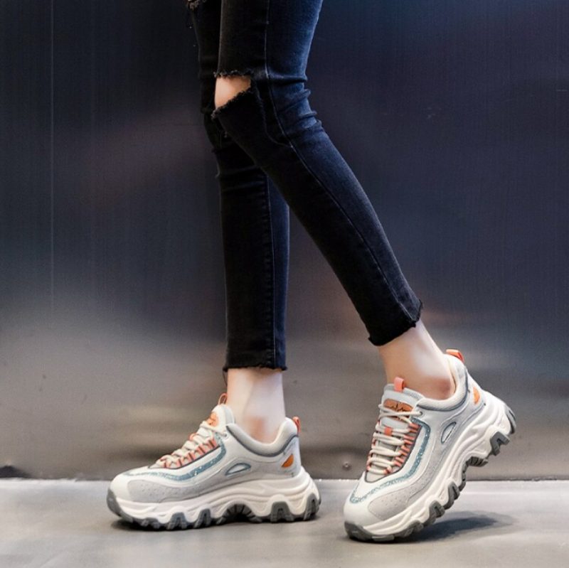 Pasquali Dame Sneakers Sko Ægte Læder Med Platform - Orange