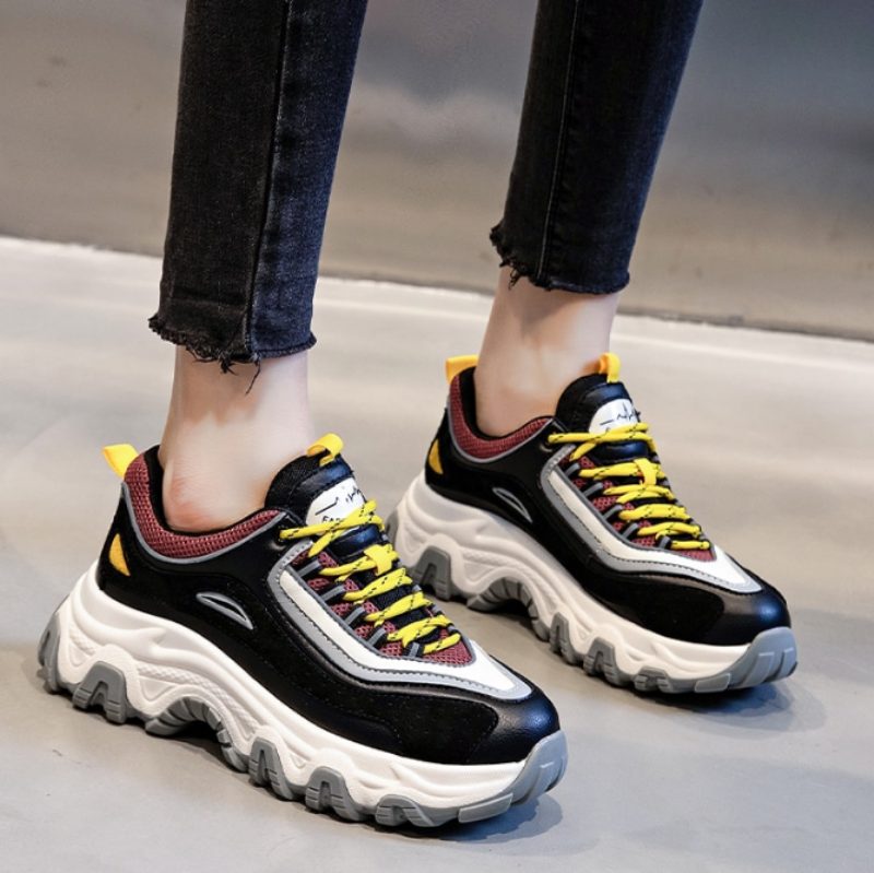 Pasquali Dame Sneakers Sko Ægte Læder Med Platform - Orange