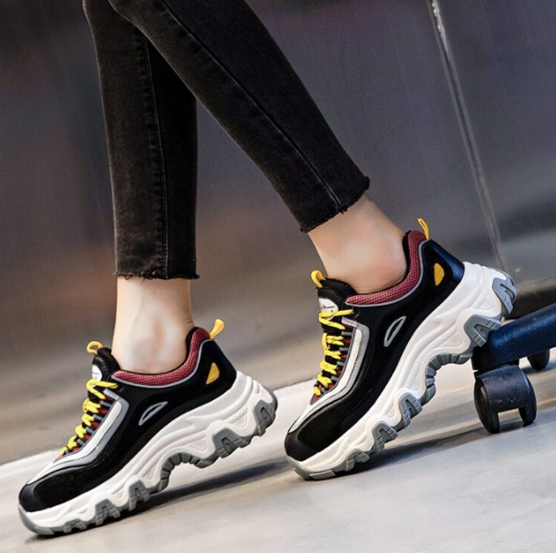 Pasquali Dame Sneakers Sko Ægte Læder Med Platform - Orange