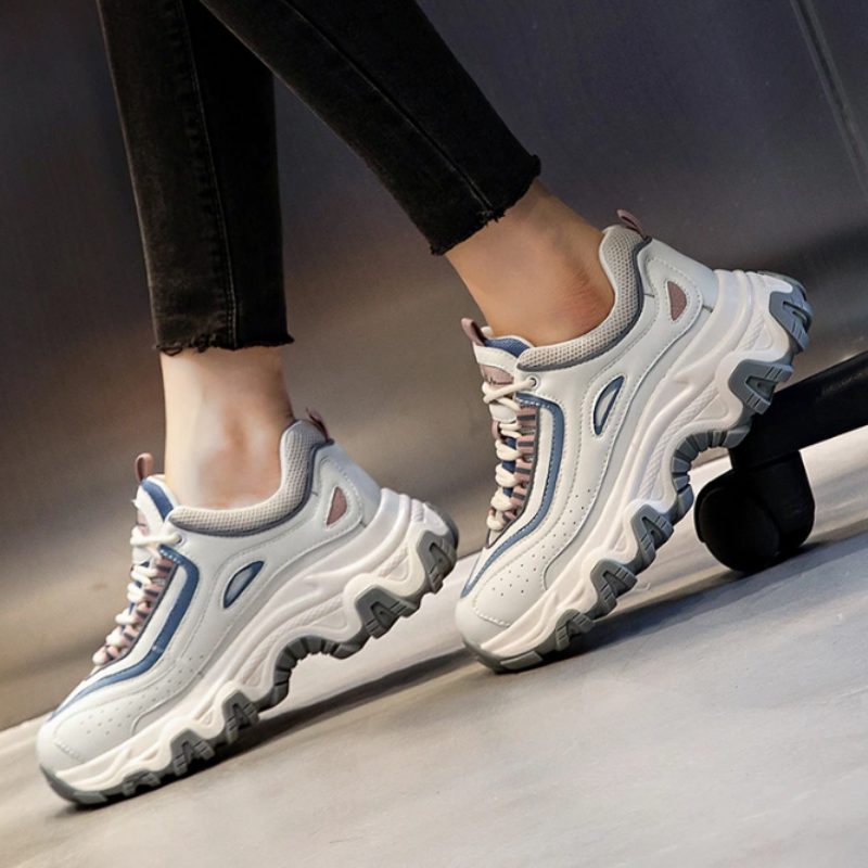 Pasquali Dame Sneakers Sko Ægte Læder Med Platform - Orange