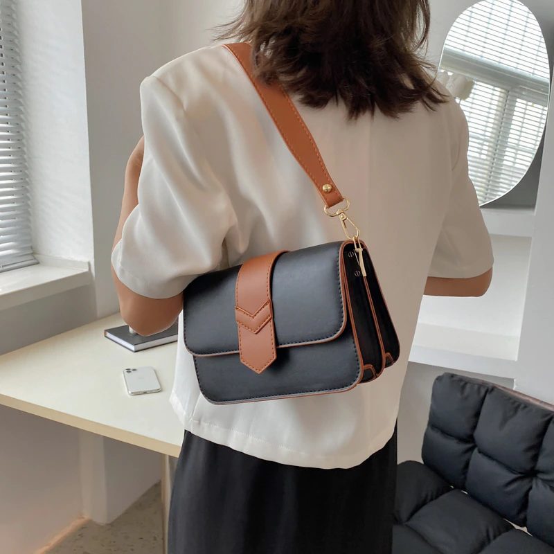 Patric Lille Designer Læder Crossbody Håndtaske Til Kvinder - Sort