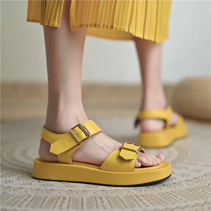 Peggy Flad Sandal Til Kvinder - Gul