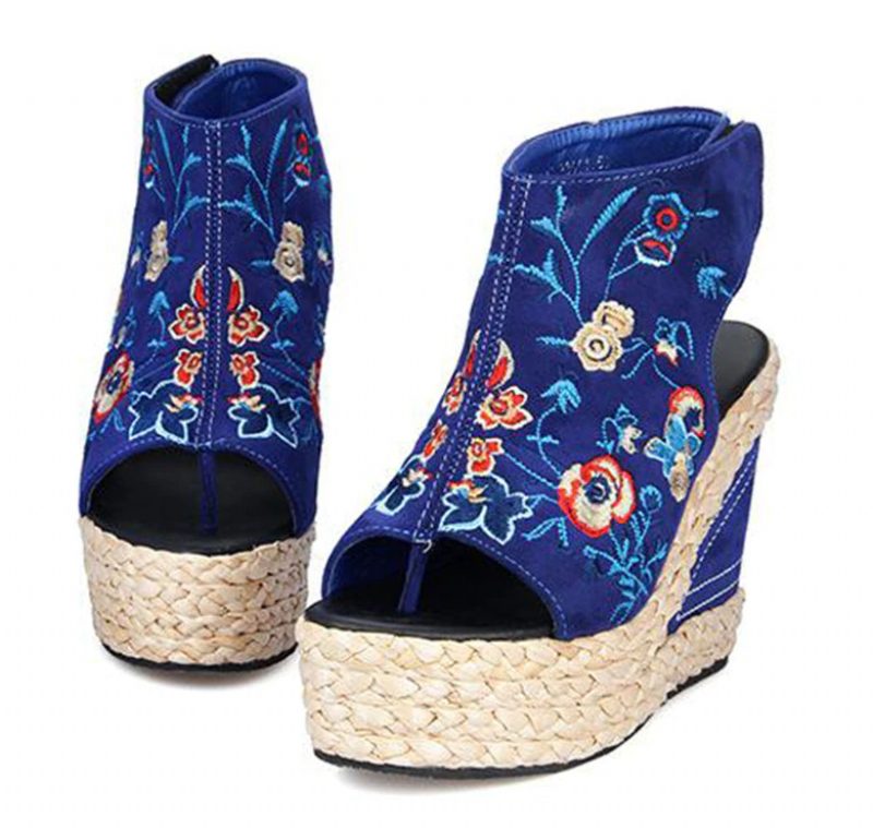 Penelope Sommer Wedge Sandal Til Kvinder - Blå