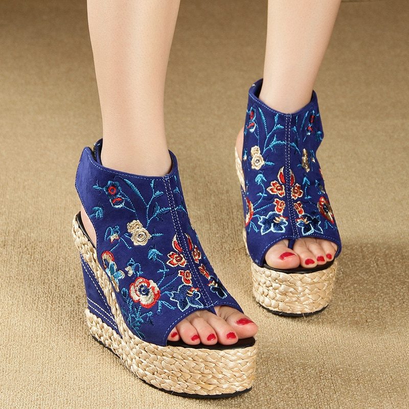 Penelope Sommer Wedge Sandal Til Kvinder - Blå