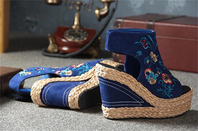 Penelope Sommer Wedge Sandal Til Kvinder - Blå