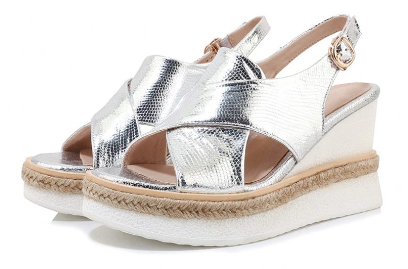 Peniche Elegant Wedge Sandal Til Kvinder - Sølv