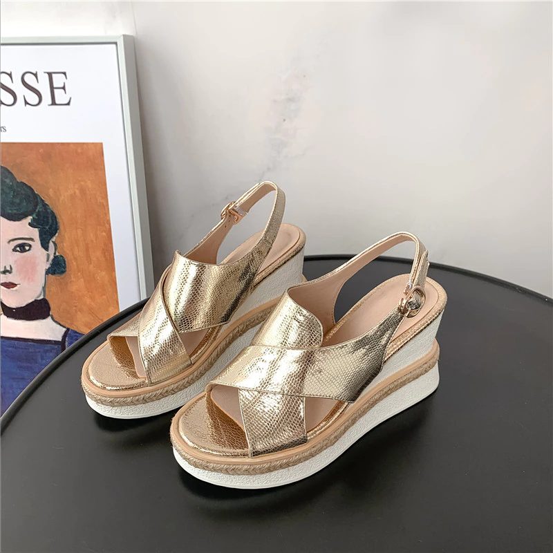 Peniche Elegant Wedge Sandal Til Kvinder - Sølv