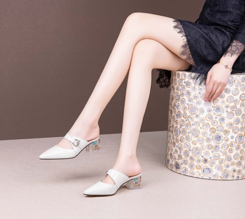 Piani Elegante Mules-sko I Ægte Læder Til Kvinder - Beige