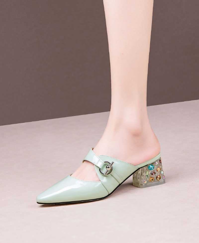Piani Elegante Mules-sko I Ægte Læder Til Kvinder - Beige