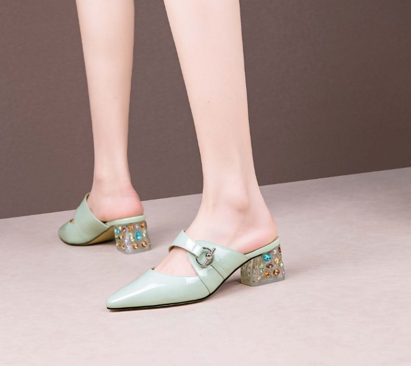 Piani Elegante Mules-sko I Ægte Læder Til Kvinder - Beige