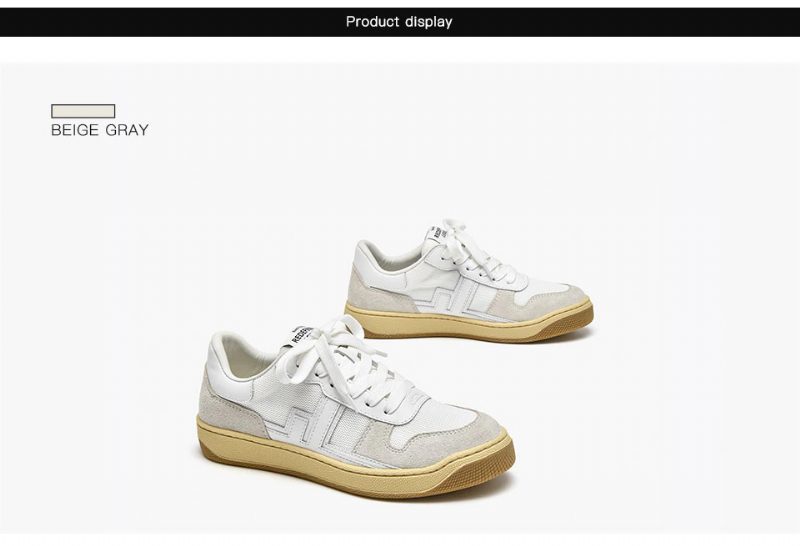 Picco Sneaker Læder Snøresko Til Kvinder - Beige Grå