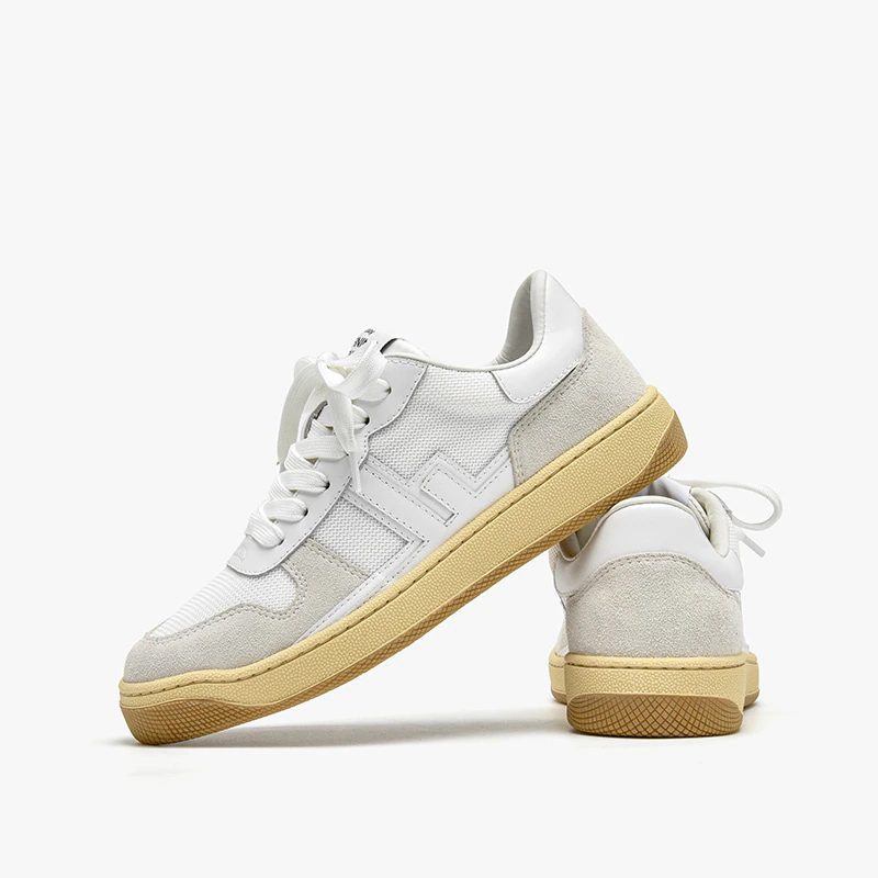 Picco Sneaker Læder Snøresko Til Kvinder - Beige Grå