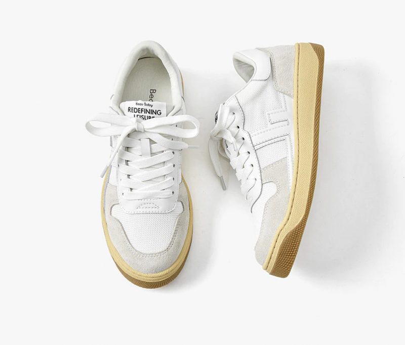 Picco Sneaker Læder Snøresko Til Kvinder - Beige Grå