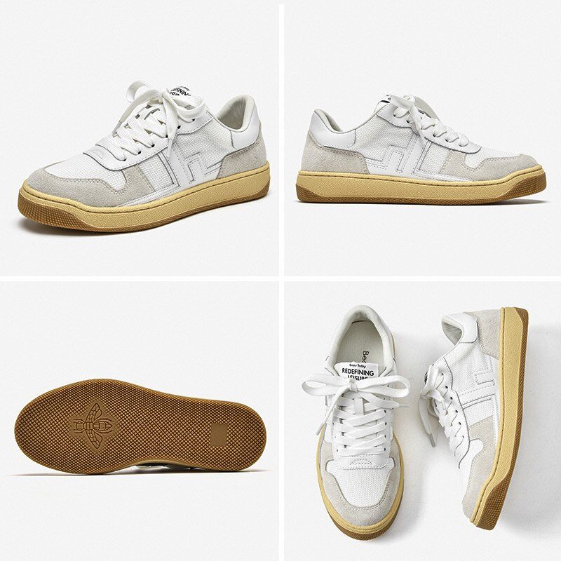 Picco Sneaker Læder Snøresko Til Kvinder - Beige Grå