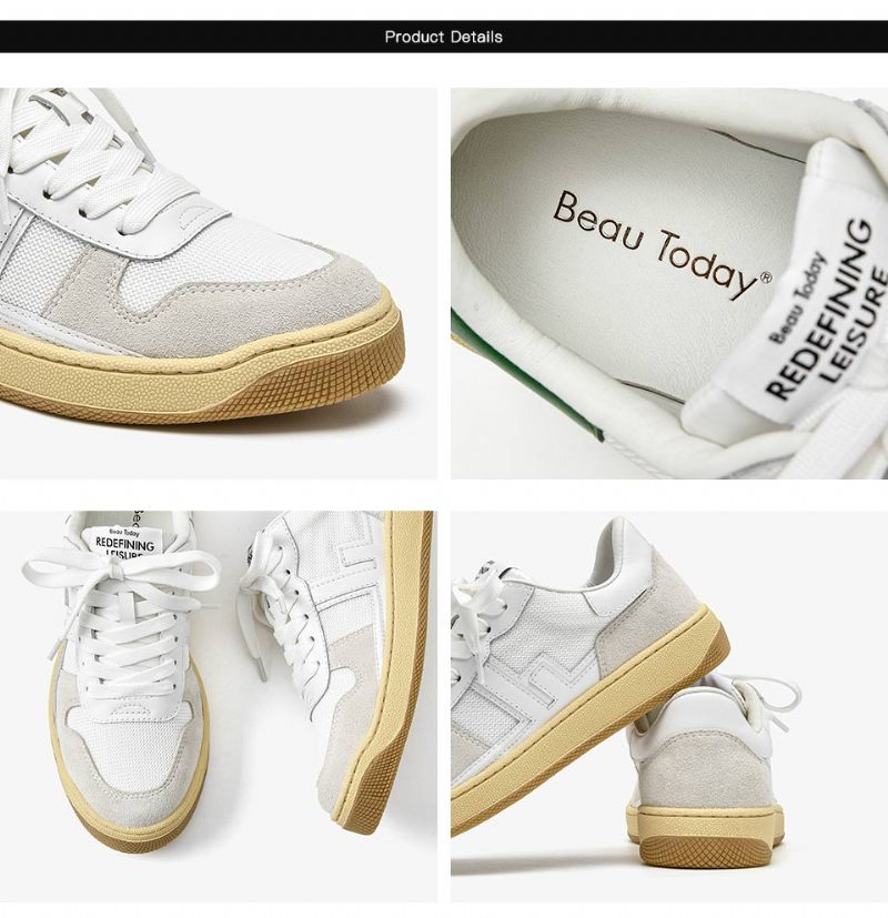 Picco Sneaker Læder Snøresko Til Kvinder - Beige Grå