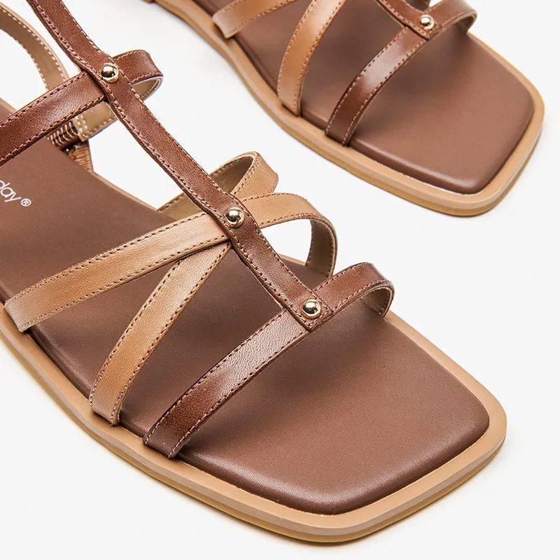 Pilar Sommersandal I Læder Til Kvinder - Kaffe