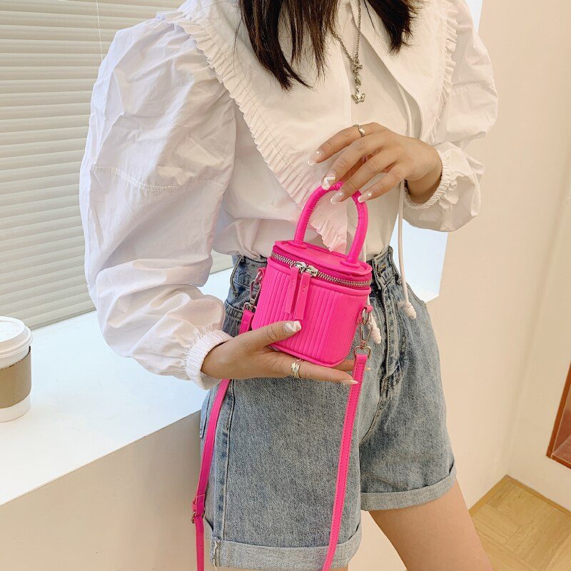 Pinky Crossbody-håndtaske I Læder Til Kvinder - Pink