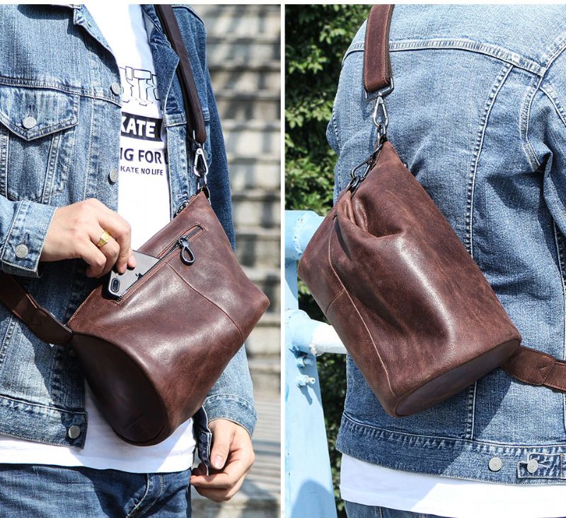 Pinto Crossbody-håndtaske I Læder Til Mænd - Kaffe