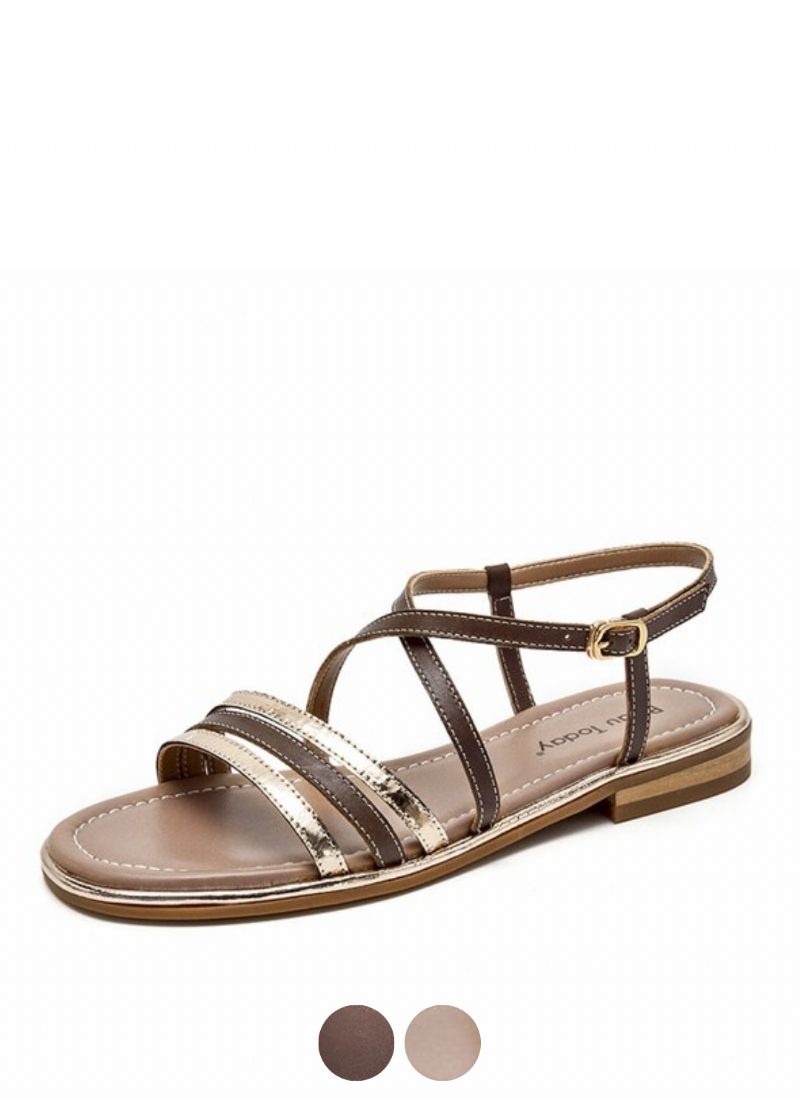 Polonia Gladiator Flad Sandal I Læder Til Kvinder