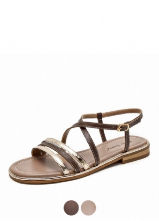 Polonia Gladiator Flad Sandal I Læder Til Kvinder