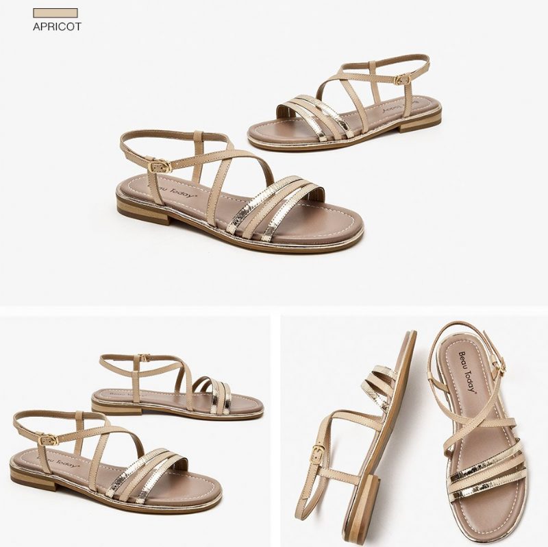Polonia Gladiator Flad Sandal I Læder Til Kvinder - Kaffe