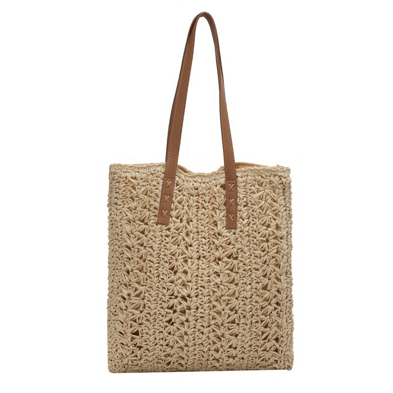 Porte Dame Straw Weave Skulder Håndtaske - Beige