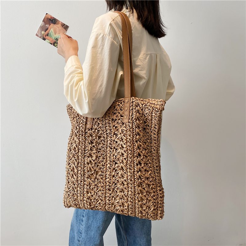 Porte Dame Straw Weave Skulder Håndtaske - Beige