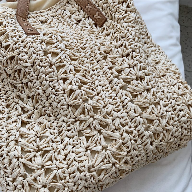 Porte Dame Straw Weave Skulder Håndtaske - Beige