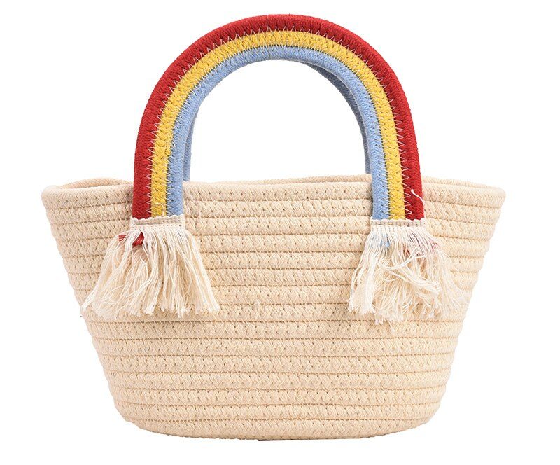 Rainbow Håndtaske Med Lille Tophåndtag Til Kvinder - Beige