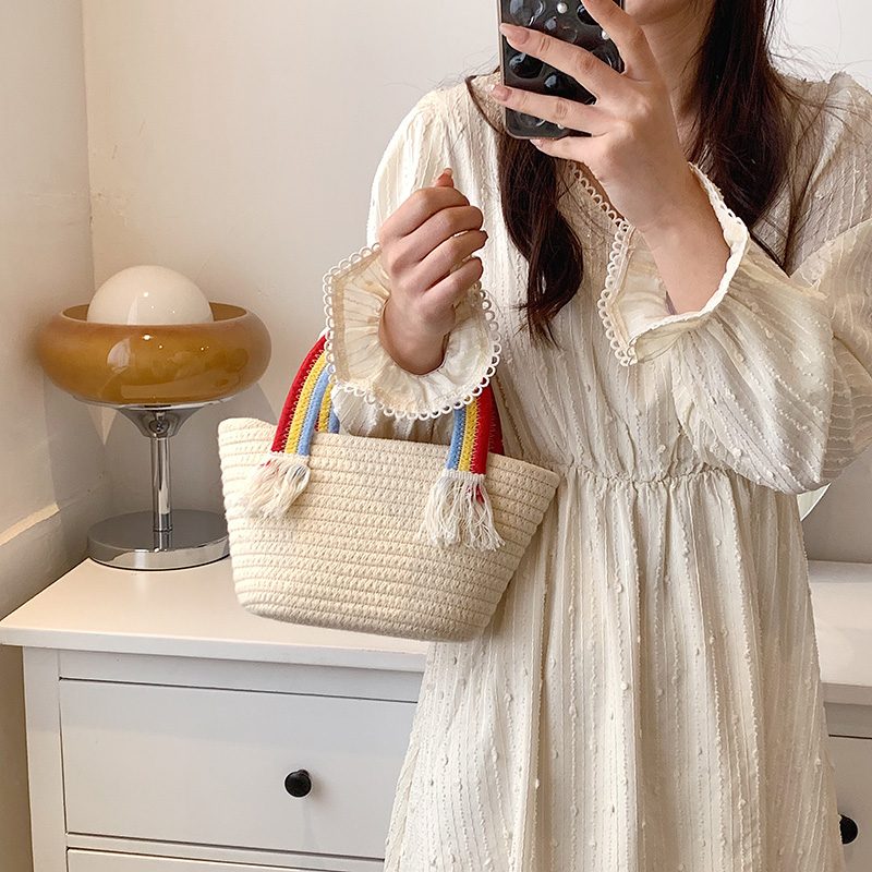 Rainbow Håndtaske Med Lille Tophåndtag Til Kvinder - Beige