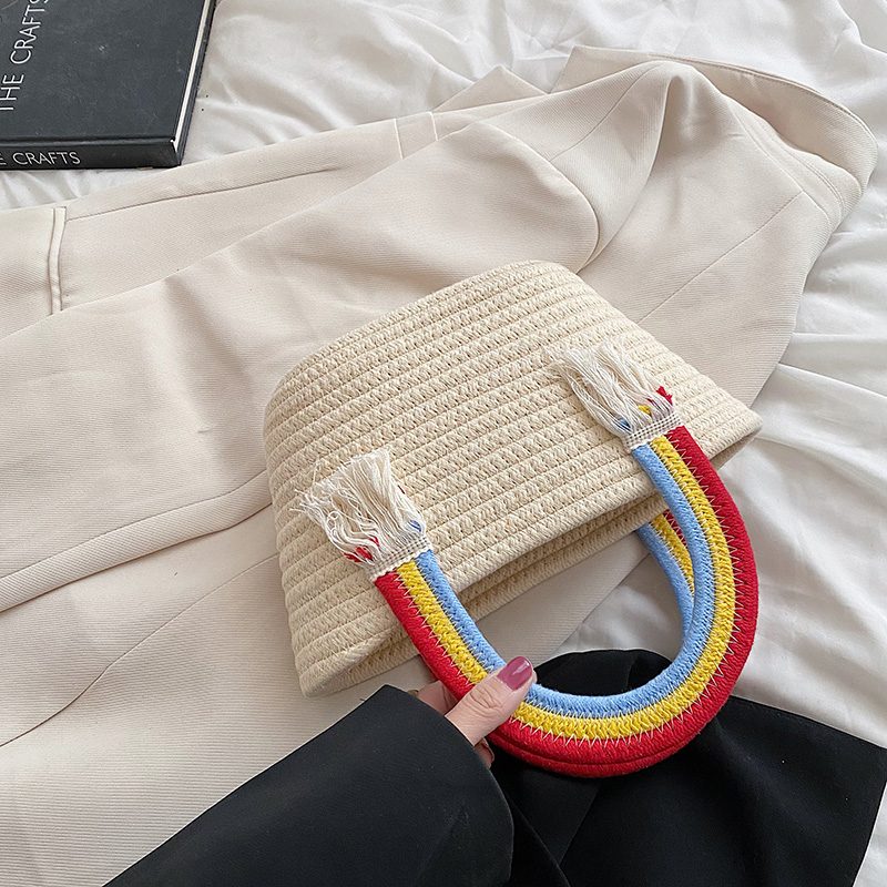 Rainbow Håndtaske Med Lille Tophåndtag Til Kvinder - Beige