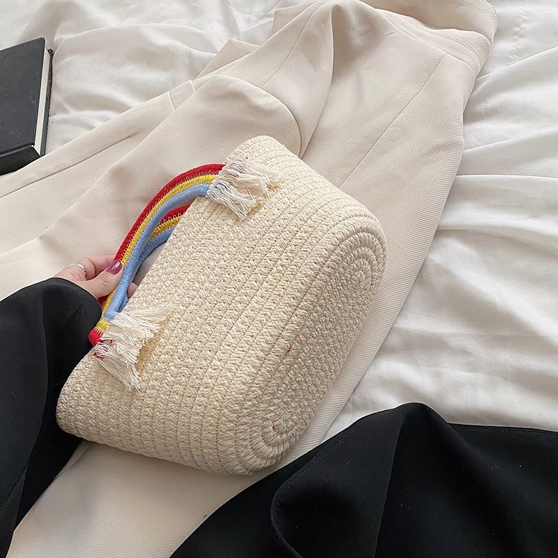 Rainbow Håndtaske Med Lille Tophåndtag Til Kvinder - Beige