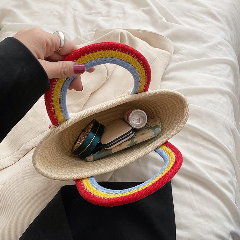 Rainbow Håndtaske Med Lille Tophåndtag Til Kvinder - Beige
