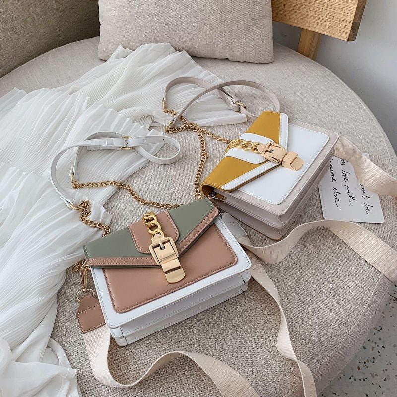 Randa Håndtaske Til Kvinder Small Luxury Chain Læder Crossbody - Grøn