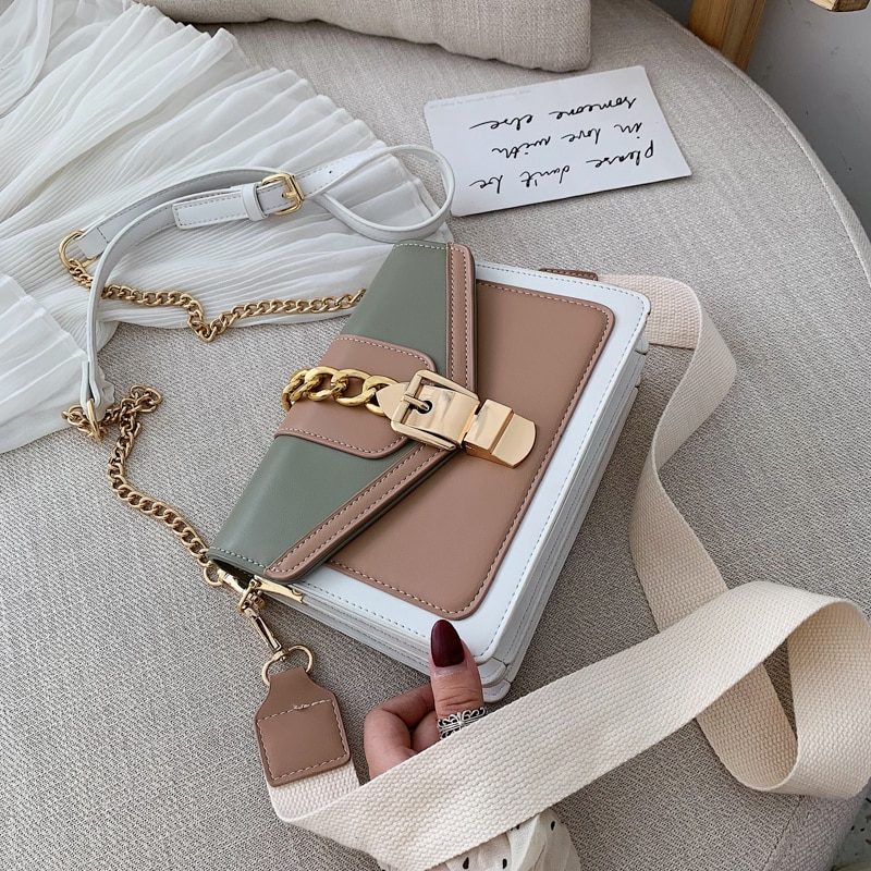 Randa Håndtaske Til Kvinder Small Luxury Chain Læder Crossbody - Grøn