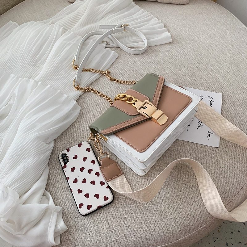 Randa Håndtaske Til Kvinder Small Luxury Chain Læder Crossbody - Grøn