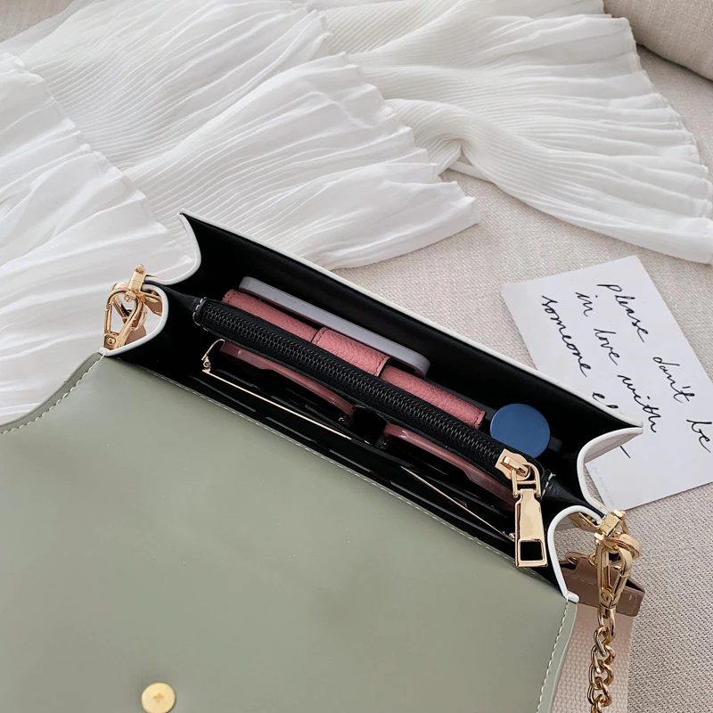 Randa Håndtaske Til Kvinder Small Luxury Chain Læder Crossbody - Grøn