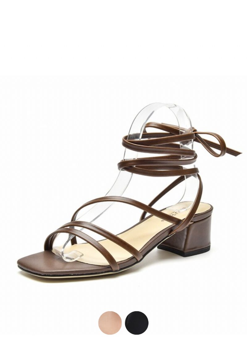 Reina Kvinders Vintage Square Toe Lædersandaler