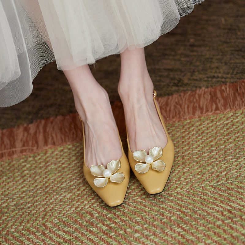 Reina Slingback Pumps Til Kvinder - Gul