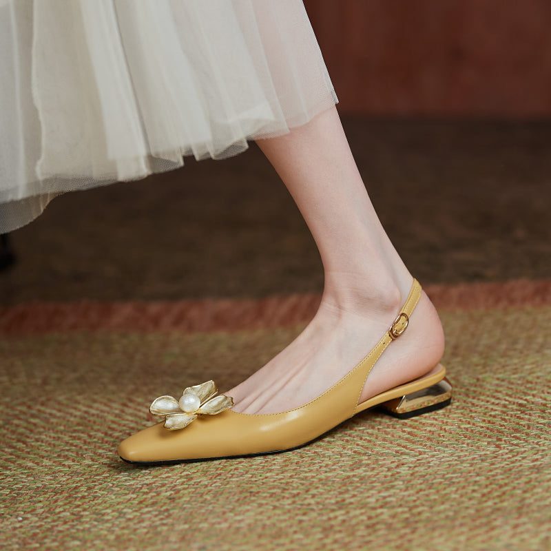 Reina Slingback Pumps Til Kvinder - Gul